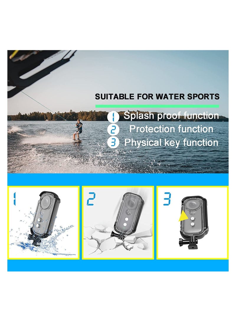 Protective Housing for Insta360 One X, Water-proof Camera Case, Perfect for Surfing, Skiing, Cycling and Skateboarding,Splash Protection Case with Bracket Accessories, Black - Image 3