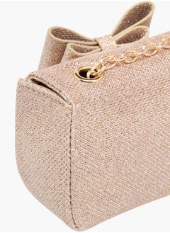 Little Missy Girls Bow Accent Crossbody Bag with Chain Strap and Twist Lock Closure  - Image 5