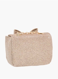 Little Missy Girls Bow Accent Crossbody Bag with Chain Strap and Twist Lock Closure  - Image 3