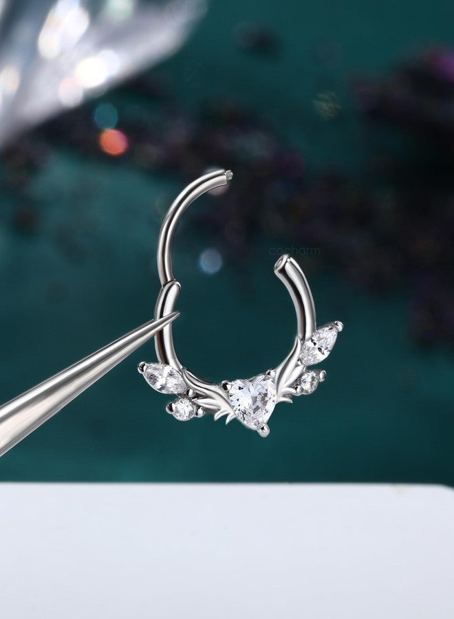 COCHARM Wings of Clear Heart Septum Rings 16G 10MM Septum Jewelry Stainless Steel Helix Daith Piercing Jewelry - Image 5