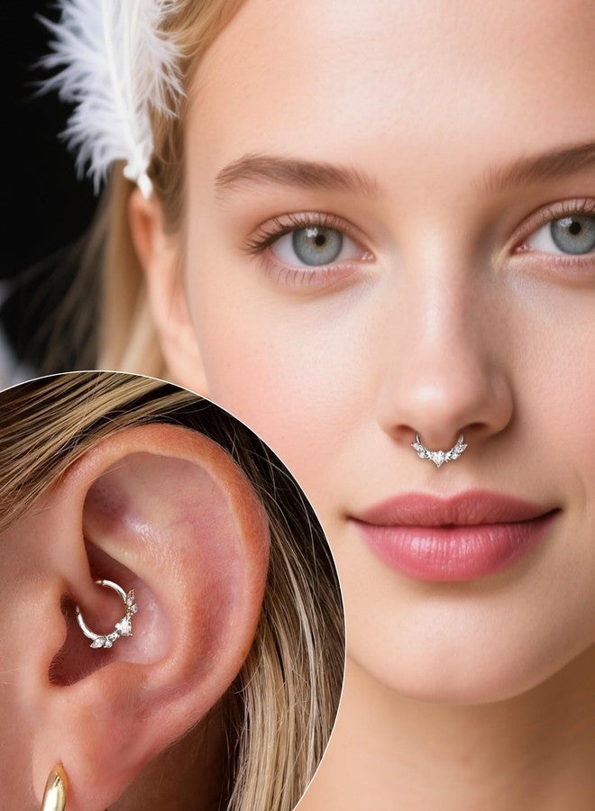 COCHARM Wings of Clear Heart Septum Rings 16G 10MM Septum Jewelry Stainless Steel Helix Daith Piercing Jewelry - Image 2