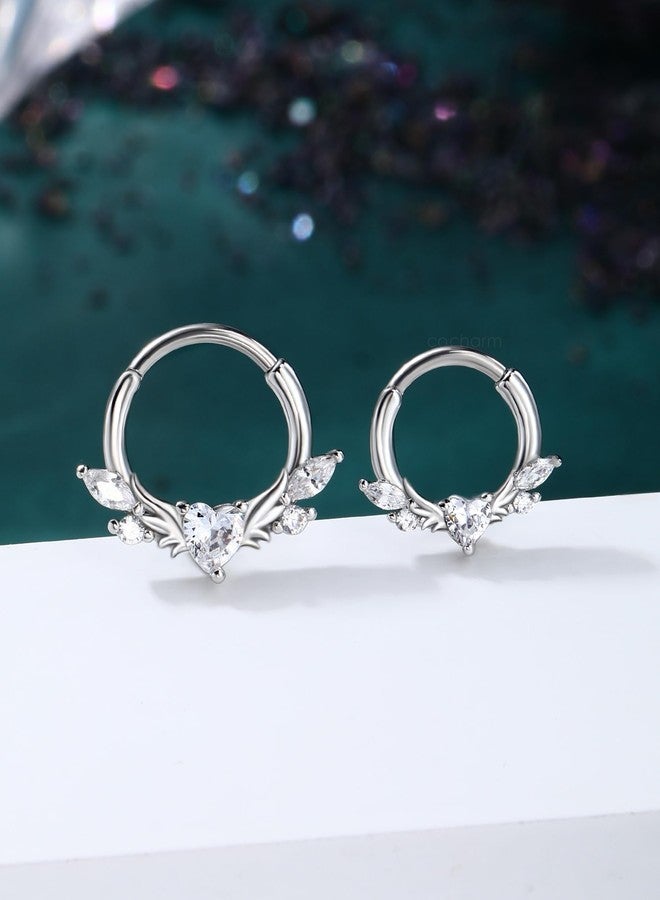 COCHARM Wings of Clear Heart Septum Rings 16G 10MM Septum Jewelry Stainless Steel Helix Daith Piercing Jewelry - Image 4