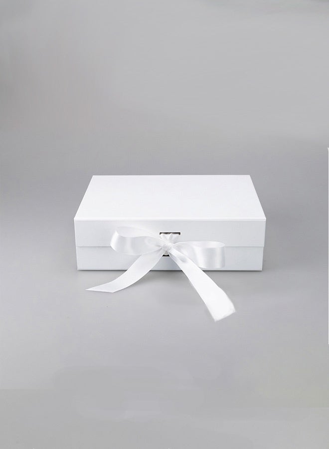 White magnetic gift box with ribbon, foldable gift box with lid (25*22*9cm) - Image 4