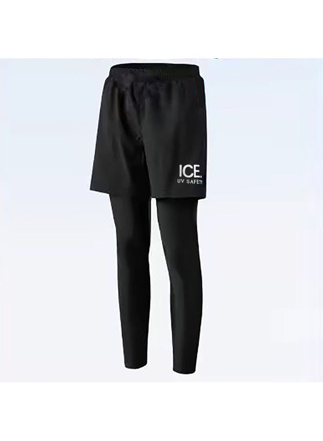 إسكدنيا بدلة سباحة رجالية مقسمة بأكمام طويلة واقية من الشمس سريعة الجفاف للأولاد البالغين مقاس كبير بدلة تدريب للسباحة بالجملة - اللون: بنطلون مزيف من قطعتين - - Image 1