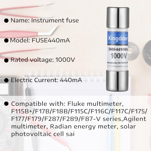 Kingdder 5 Pcs Digital Multimeter Fuse DMM-44/100 440MA 1000V DMM Replacement Fast Acting Replacement Agent Fuse 10 x 35 mm, 3/8 Inch x 1-1/2 Inch - Image 3