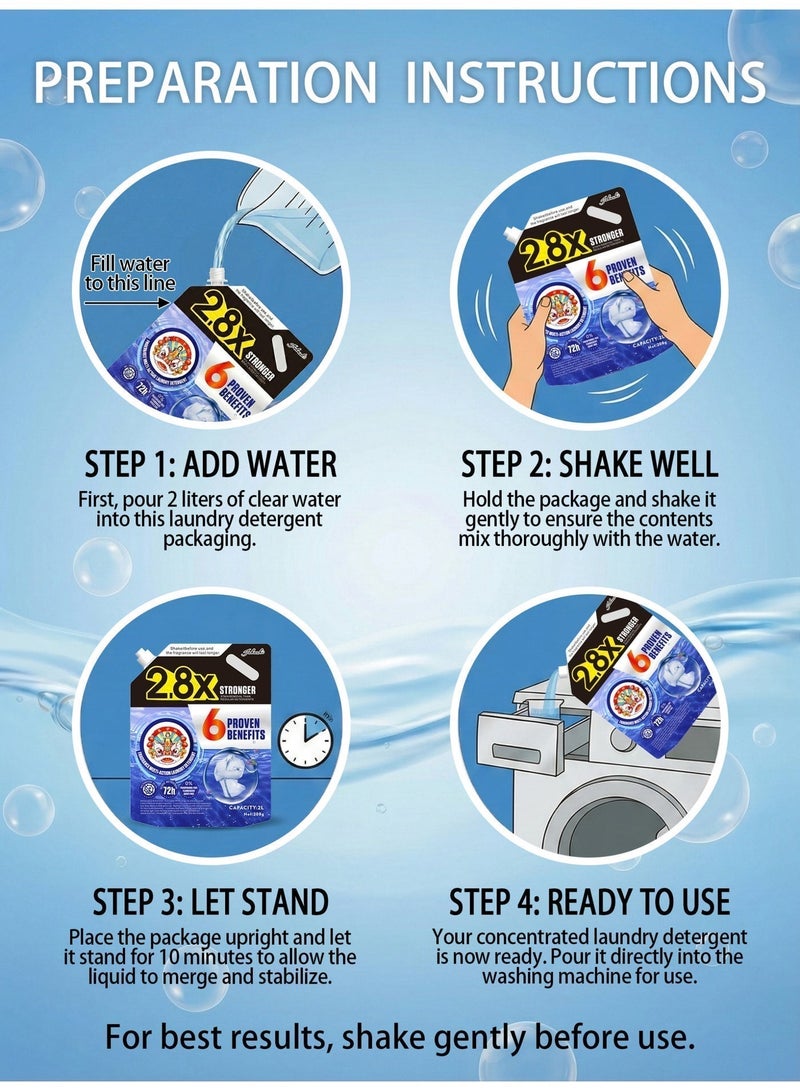 Jiahushi Lavender Power Gel Laundry Detergent Concentrate, Makes 10L Liquid Detergent, 2.8X Cleaning Power, 5 Packs 208g - Image 2