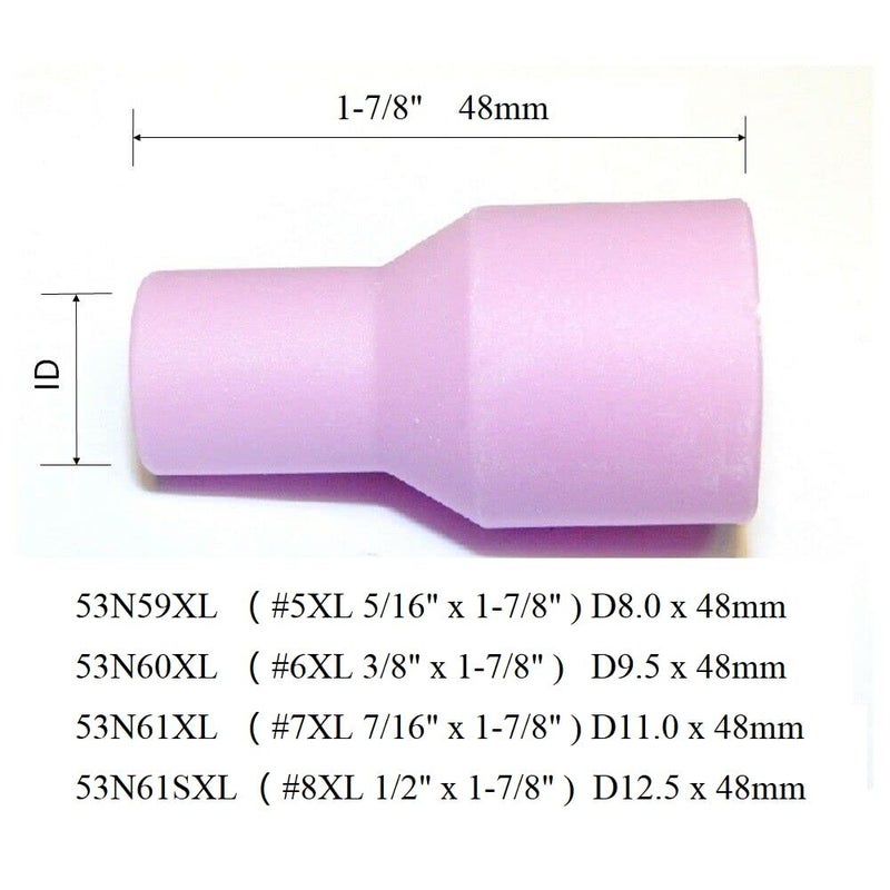 RIVERWELD TIG Gas Lens Collet Bodies Jumbo Large Diameter Alumina Nozzle Ceramic Cups 45V 13N 796F 53N TIG Back Cap 41V Series Assorted Size kit for DB SR WP 9 20 25 TIG Welding Torch 63pcs - Image 2