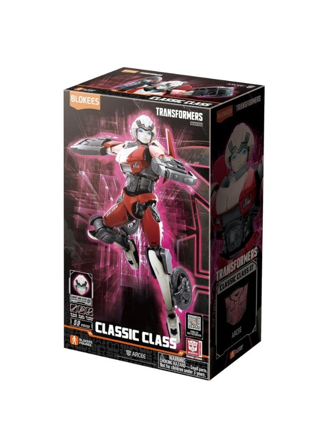 BLOKEES Transformers Classic Class Arcee | 59-Piece Buildable Action Figure Model Kit | Collectible Robot Toy with Glowing Chest & Eyes | STEM Construction Set for Kids & Adults - Image 1