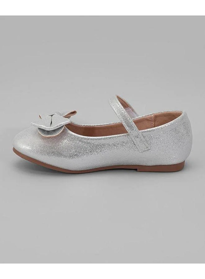 Mark & Mia Mark & Mia Big Bow Detailed Velcro Closure Ballerinas - Silver