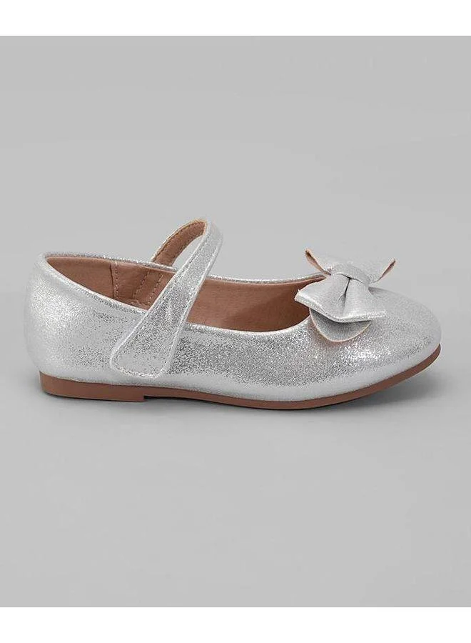 Mark & Mia Mark & Mia Big Bow Detailed Velcro Closure Ballerinas - Silver