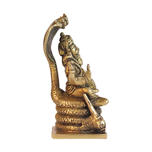 ARTVARKO Brass Lakshmi Narasimha Murti Vishnu Laxmi Narayan Sheshnaag Idol Puja Statue Showpiece 5 Inch. - Image 5