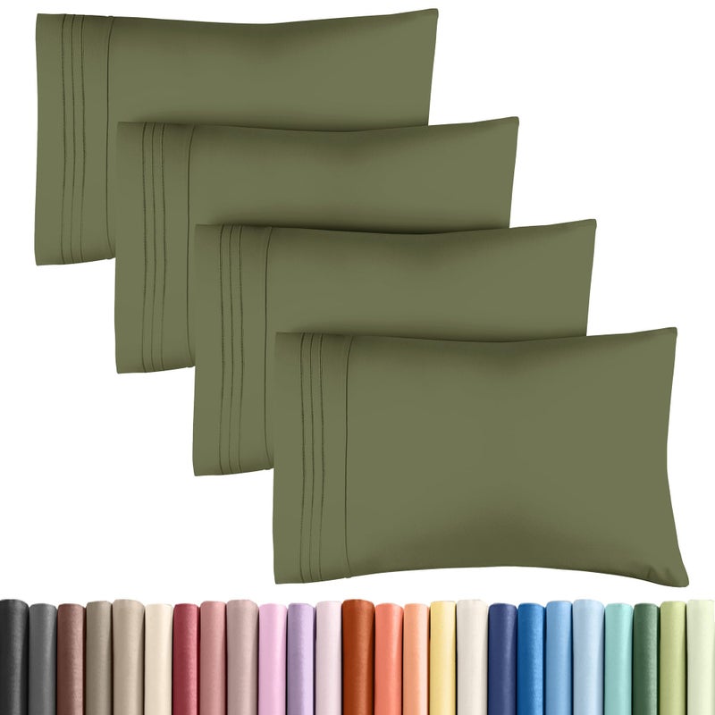 CGK Unlimited Queen Pillow Cases Set of 4  Ultra Soft Hotel Quality Pillowcase Covers  Comfy Cozy Bedding for Women Men Kids  Teens  Machine Washable Pillow Protectors  4 Pieces Set  Queen Size Sage Green 