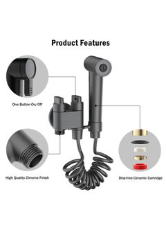 Jomoo Shattaf Set, Handheld Bidet Sprayer for Toilet with Bidet Hose and Holder, High Pressure Bathroom Bidet Shower for Personal Hygiene, Black  - Image 3