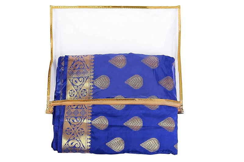 3A Featuretail Non Woven Fabric Single Packing Fancy Saree Cover Bag with Zip Lock, Clothes Organizer for Wardrobe Storage or Gifting, Saree Case (Pack of 10, Gold) - Image 4