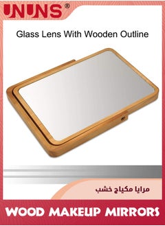 UNUNS Wood Table Vanity Makeup Mirror,Single-Sided Makeup Table Mirror,360 Degree Swivel Mirror,Portable Table Tabletop Mirror,High-Definition Mirrors For Bedroom Living Room And Makeup Desk,Burlywood  - Image 5