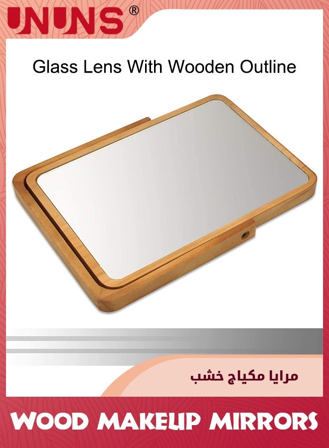 UNUNS Wood Table Vanity Makeup Mirror,Single-Sided Makeup Table Mirror,360 Degree Swivel Mirror,Portable Table Tabletop Mirror,High-Definition Mirrors For Bedroom Living Room And Makeup Desk,Burlywood - Image 5