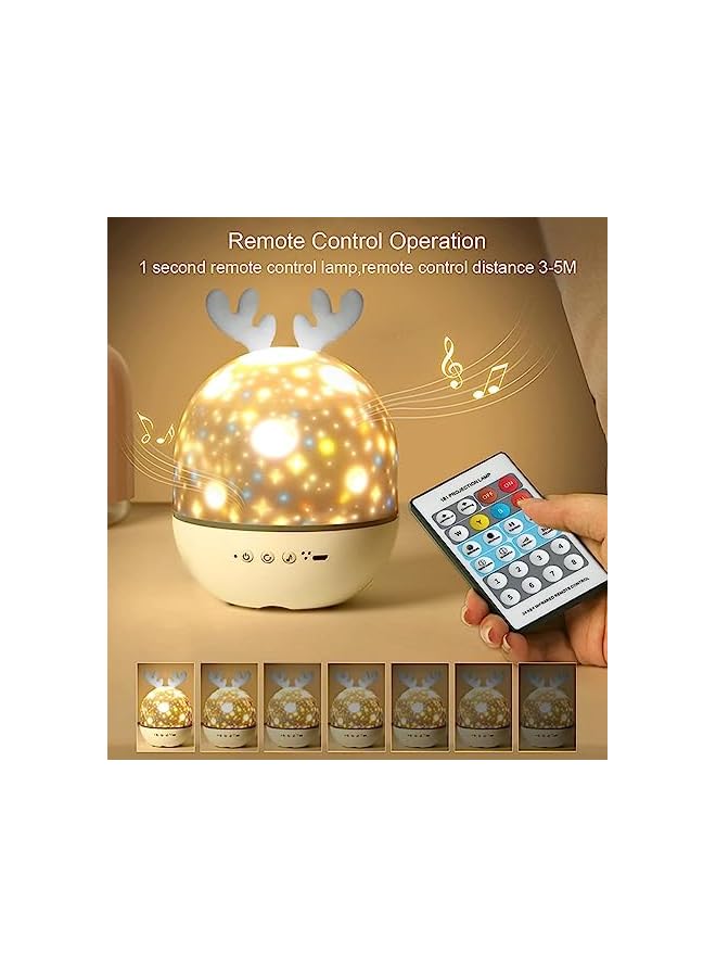 The Bros مصباح عرض السماء المرصعة بالنجوم للأطفال، مصباح ليلي موسيقي LED لمساعدة النوم للأطفال، 6 أفلام عرض، قابل للدوران 360°، مزود بـ 8 أغاني مدمجة، هدايا لشجرة غرفة الأطفال (غزال) - Image 4