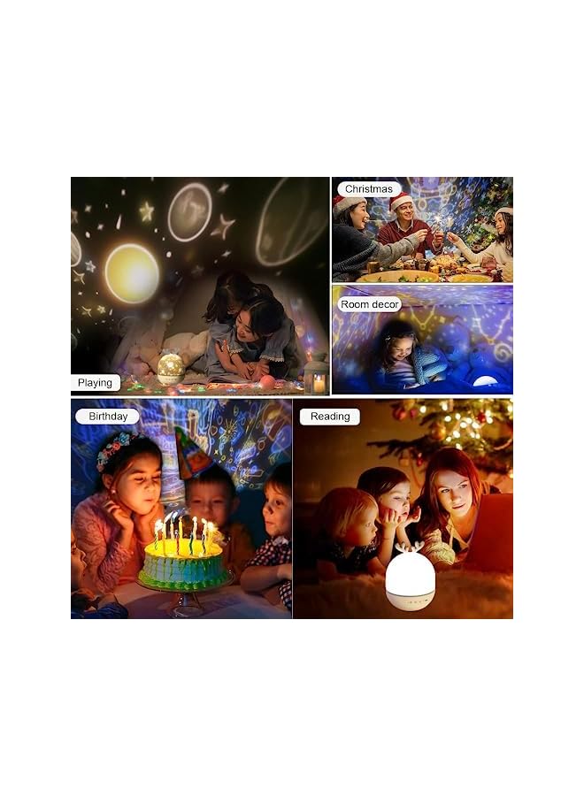 The Bros مصباح عرض السماء المرصعة بالنجوم للأطفال، مصباح ليلي موسيقي LED لمساعدة النوم للأطفال، 6 أفلام عرض، قابل للدوران 360°، مزود بـ 8 أغاني مدمجة، هدايا لشجرة غرفة الأطفال (غزال) - Image 3