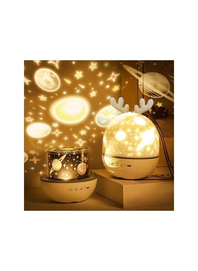 The Bros مصباح عرض السماء المرصعة بالنجوم للأطفال، مصباح ليلي موسيقي LED لمساعدة النوم للأطفال، 6 أفلام عرض، قابل للدوران 360°، مزود بـ 8 أغاني مدمجة، هدايا لشجرة غرفة الأطفال (غزال) - Image 2