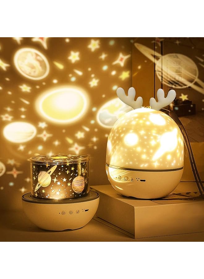 The Bros مصباح عرض السماء المرصعة بالنجوم للأطفال، مصباح ليلي موسيقي LED لمساعدة النوم للأطفال، 6 أفلام عرض، قابل للدوران 360°، مزود بـ 8 أغاني مدمجة، هدايا لشجرة غرفة الأطفال (غزال) - Image 1