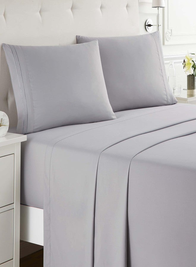 Clara Clark King Sheets Set, Deep Pocket Bed Sheets for King Size Bed - 4 Piece King Size Sheets, Extra Soft Bedding Sheets & Pillowcases, King Gray Lavender - Image 2