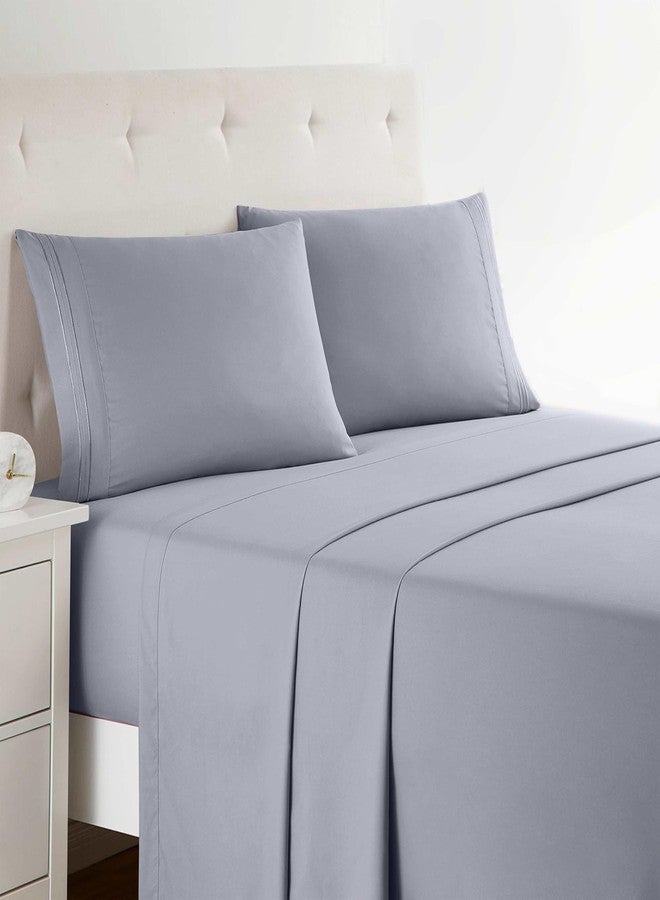 Clara Clark King Sheets Set, Deep Pocket Bed Sheets for King Size Bed - 4 Piece King Size Sheets, Extra Soft Bedding Sheets & Pillowcases, King Gray Lavender - Image 1