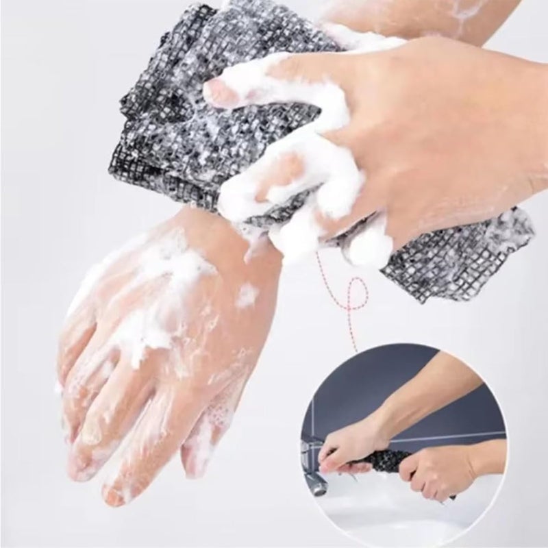 2 pieces of antibacterial and exfoliating bath towel anti-tear rubbing towel long handle back body rubbing device  color - Image 4