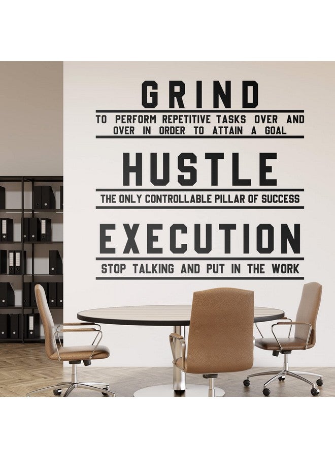 Chinco Office Inspirational Wall Decals Gym Decor Motivational Wall Decor Hustle Execution Motivational Wall Decals Positive Quotes Wall Stickers Vinyl Wall Stickers For Office Business Classroom - Image 1