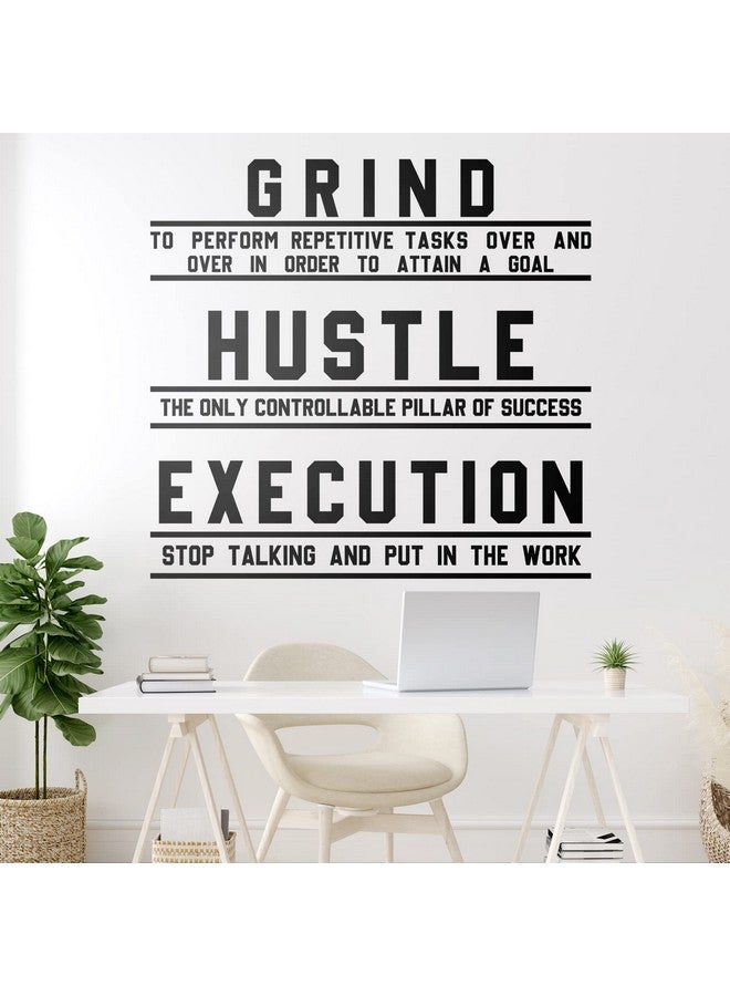 Chinco Office Inspirational Wall Decals Gym Decor Motivational Wall Decor Hustle Execution Motivational Wall Decals Positive Quotes Wall Stickers Vinyl Wall Stickers For Office Business Classroom - Image 2