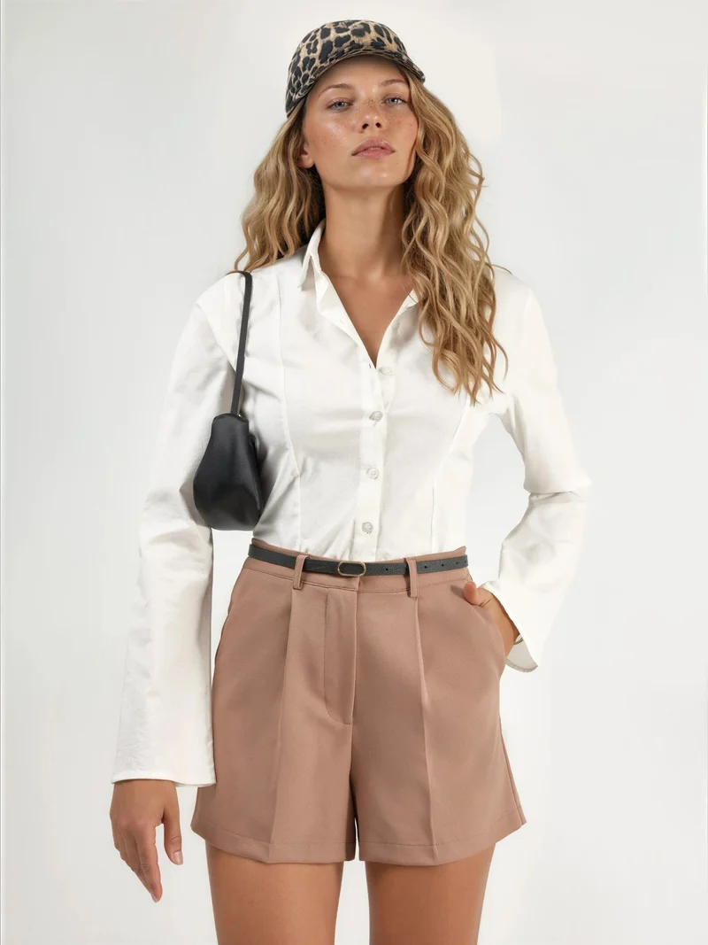 هيكاب High Waist Wide Leg Mini Shorts