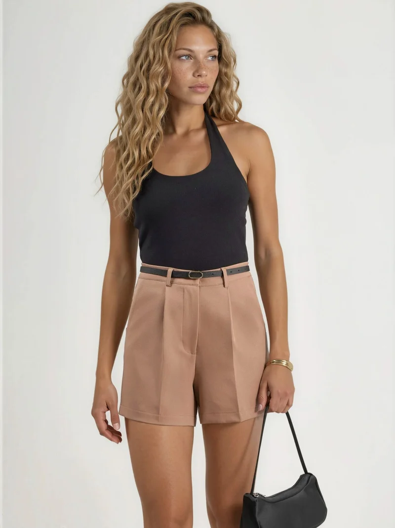 هيكاب High Waist Wide Leg Mini Shorts