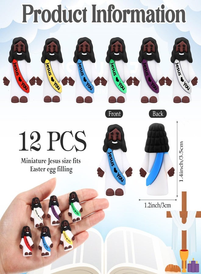 Bememo 12pcs Mini Black Jesus Loves You Figures Little Jesus Figures Bulk to Hide and Seek Religious Christian Party Favors Sunday School Church Share Gifts(Bright Colors) - Image 2