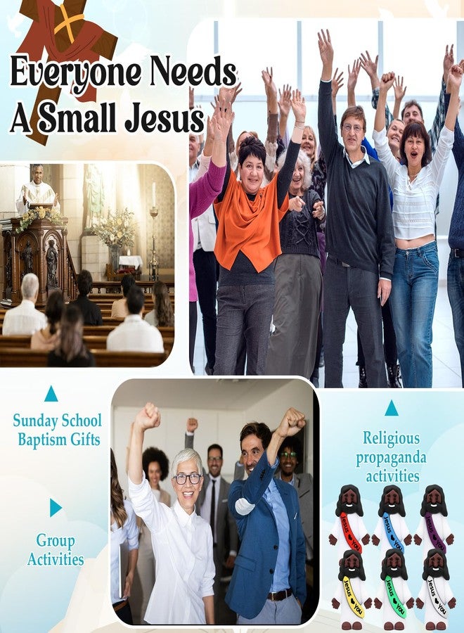 Bememo 12pcs Mini Black Jesus Loves You Figures Little Jesus Figures Bulk to Hide and Seek Religious Christian Party Favors Sunday School Church Share Gifts(Bright Colors) - Image 5