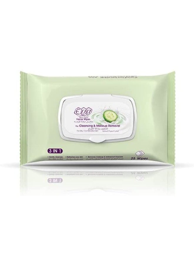 Eva Facial Wipes For Cleansing And Makeup Removal 25 Wipes 