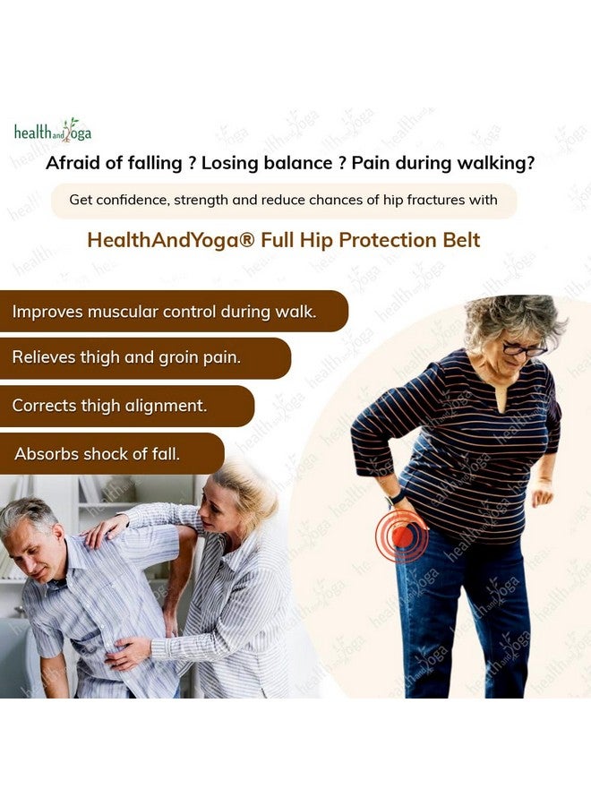 سول غيني حزام ربط الورك HEALTHANDYOGA® - حماية لكلا الوركين مع وسائد عازلة لمفصل الورك - يساعد على تقليل السقوط وكسور الورك والإصابات - مساعدة إعادة التأهيل للتعافي بعد الجراحة - مقاس مجاني، للجنسين - Image 5