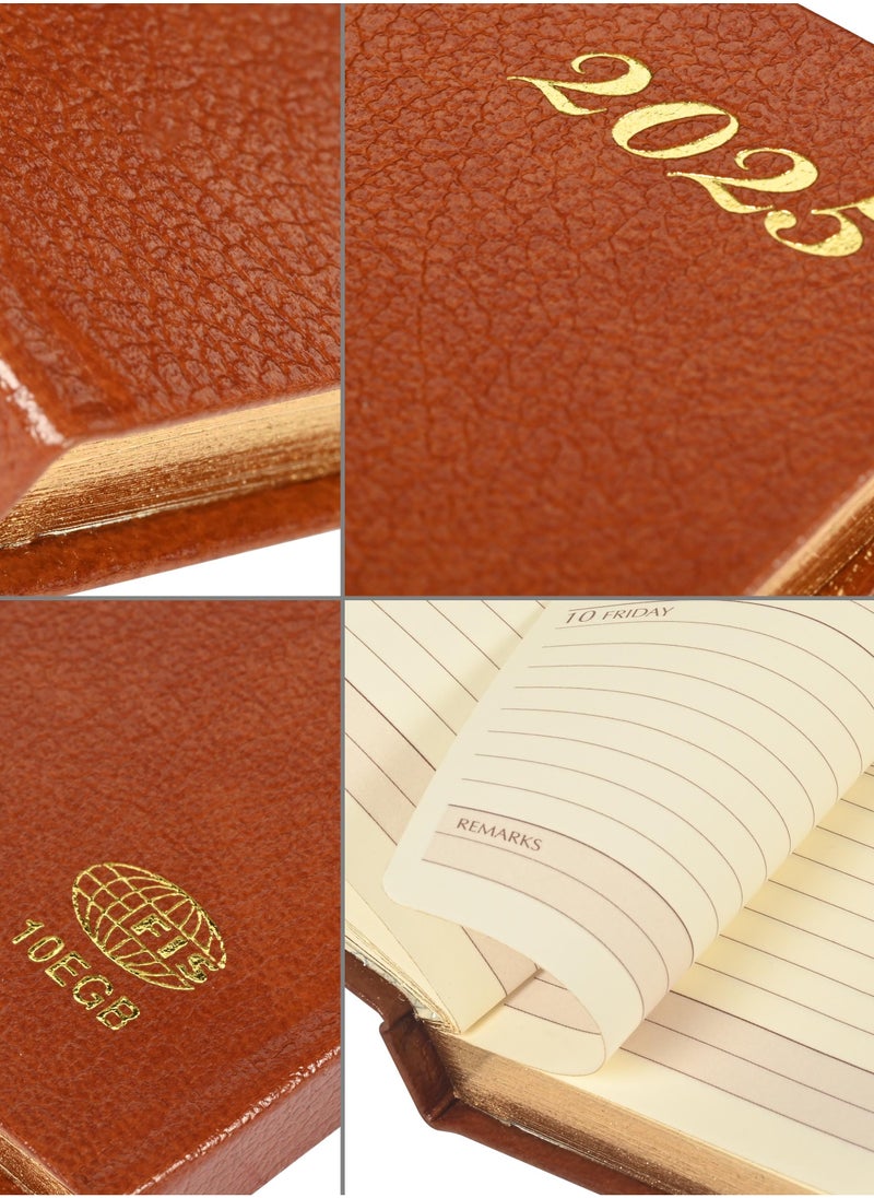 FIS FIS Golden Bonded Leather Pocket Diary 2025 (English) Brown - FSDI10EGB25BR  - Image 3