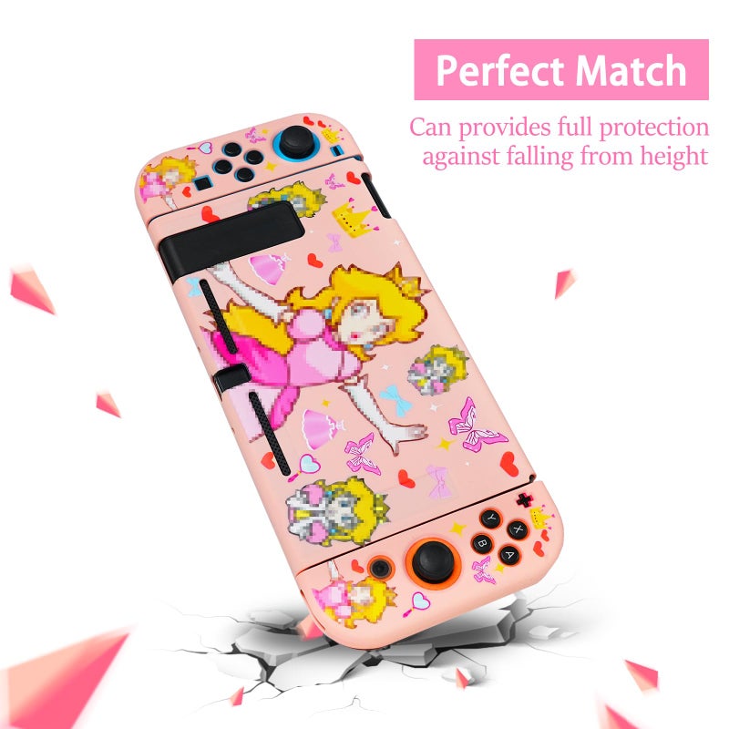 TIKOdirect Protective Case for Switch, Soft Full Skin Protective Cover with Pretty Cute Pattern, Silicone Slim Shockproof Back and Grip Case Only for Switch 2017, Princess - Image 2