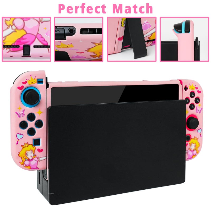 TIKOdirect Protective Case for Switch, Soft Full Skin Protective Cover with Pretty Cute Pattern, Silicone Slim Shockproof Back and Grip Case Only for Switch 2017, Princess - Image 3