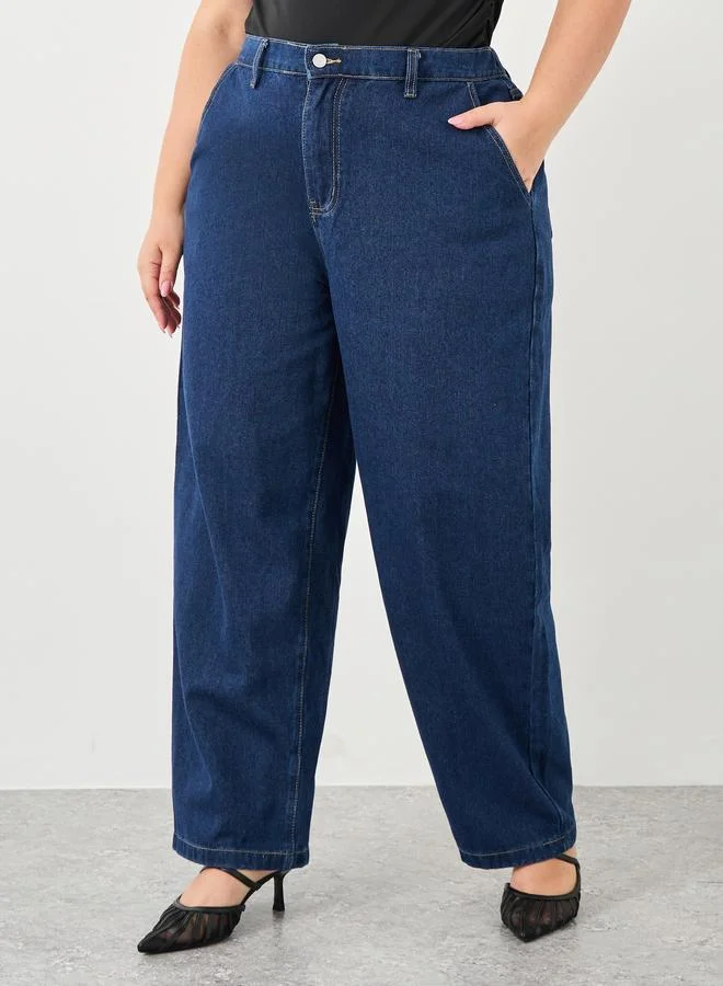 Styli Styli Plus Barrel Fit Jeans