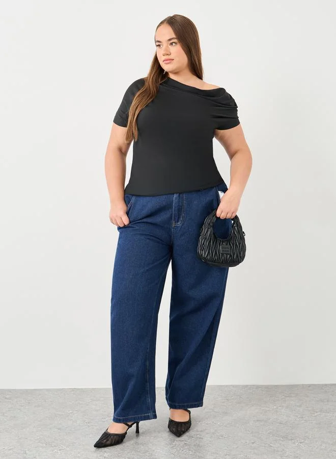 Styli Styli Plus Barrel Fit Jeans