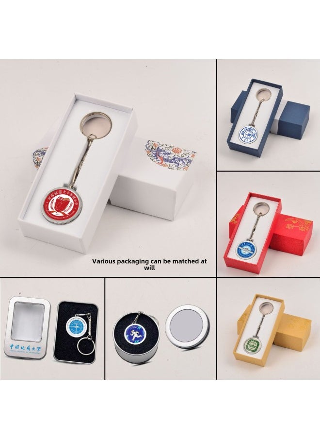 Generic - Round Metal Rotating USB Disk Computer Special 32g64g Storage USB Disk Usb Large Capacity Printed Logo-Color:Round School Badge Style-Capacity:4gb-128gb Can Be Customized With Different Capacities - Image 1