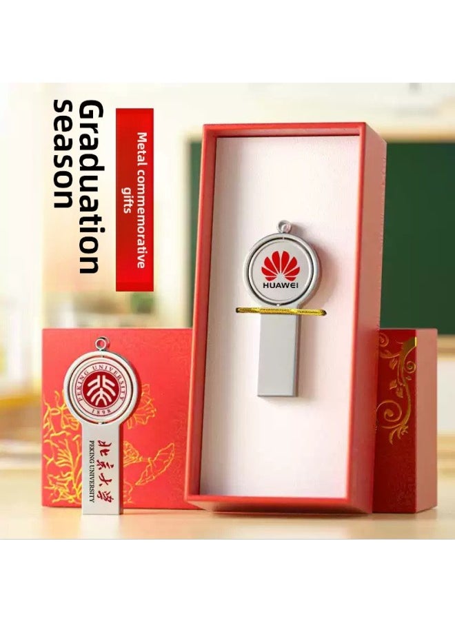Generic - Round Metal Rotating USB Disk Computer Special 32g64g Storage USB Disk Usb Large Capacity Printed Logo-Color:Round School Badge Style-Capacity:4gb-128gb Can Be Customized With Different Capacities - Image 1