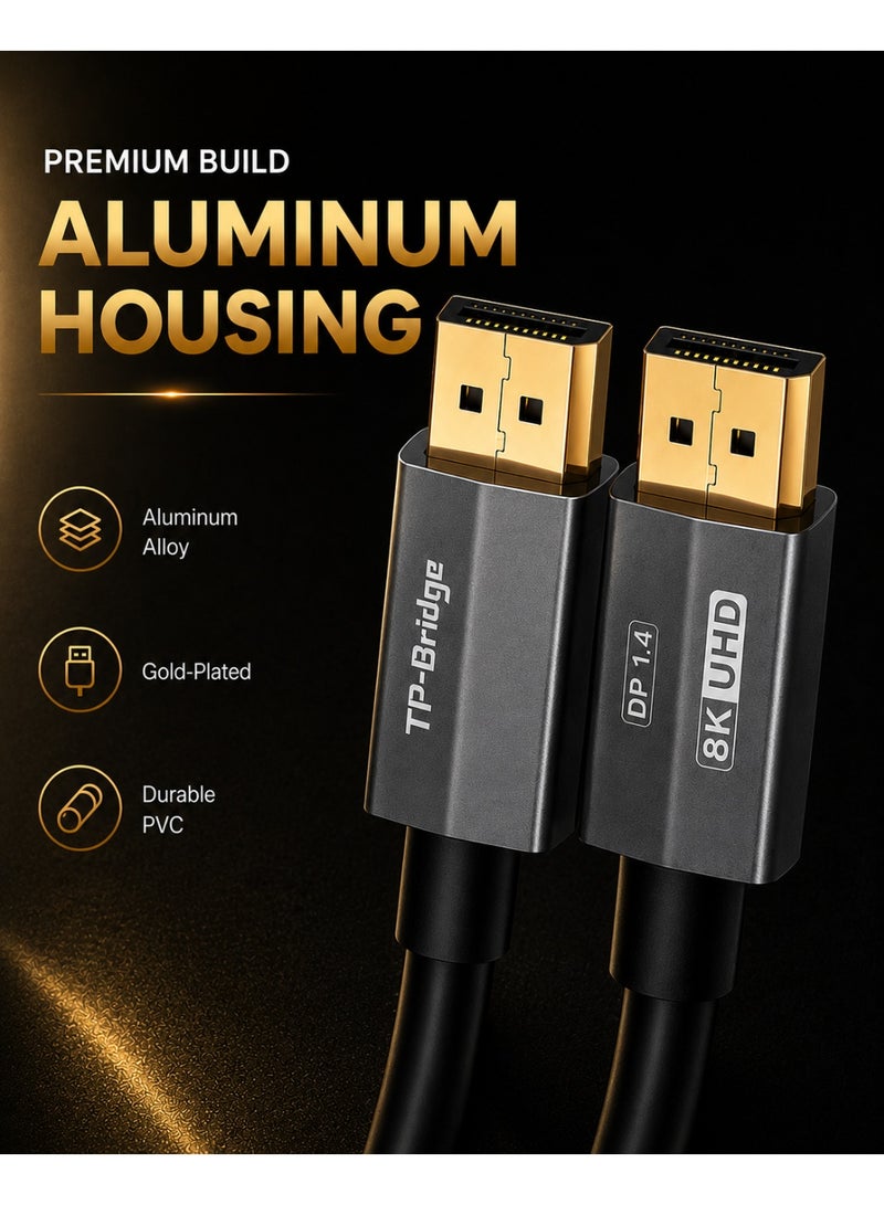 TP-BRIDGE 8K DisplayPort Cable DP 1.4, 4K 144Hz Ultra-Smooth Gaming, 32Gbps High-Speed, Stable Signal Monitor Cable-1.5 M - Image 5