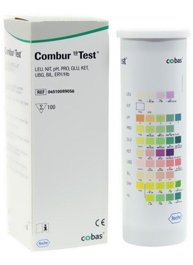 Roche - 10 Parameter Diagnostics Combur 10 Urine Test 100 Pieces Original - Image 1