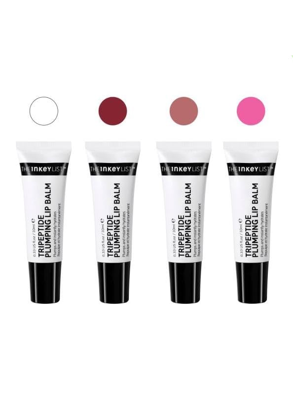 The Inkey List The INKEY List Complete Lip Set  Tripeptide Plumping Lip Balm in Pink Tint Berry Tint Mocha Tint and Clear 