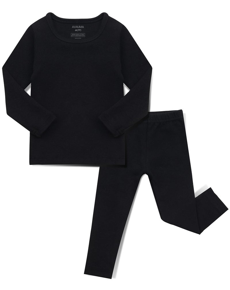 AVAUMA Baby Boys Girls Pajama Set Kids Toddler Snug fit Basic Cotton Sleepwear pjs for Daily Black2 XSmall