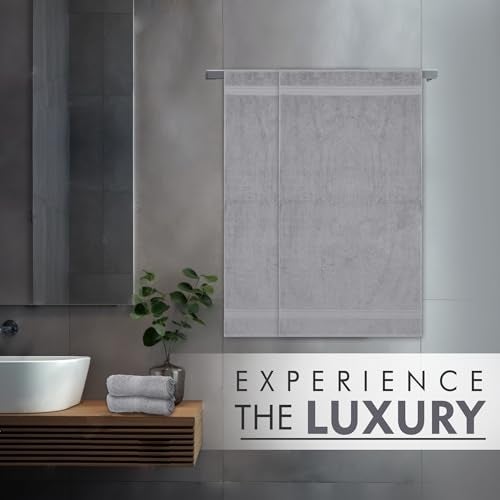 Ambra Linens 500 GSM Highly Absorbent Towels Set, 100% Cotton, Soft and Plush, All Seasons Use, Large, Everyday Use, Durable (2 Pieces of Bath Towel, Light Grey) - Image 3