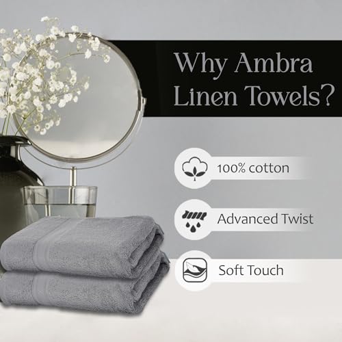 Ambra Linens 500 GSM Highly Absorbent Towels Set, 100% Cotton, Soft and Plush, All Seasons Use, Large, Everyday Use, Durable (2 Pieces of Bath Towel, Light Grey) - Image 5