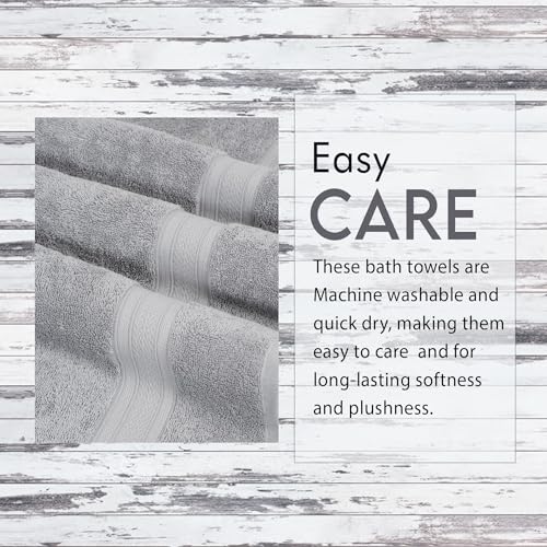Ambra Linens 500 GSM Highly Absorbent Towels Set, 100% Cotton, Soft and Plush, All Seasons Use, Large, Everyday Use, Durable (2 Pieces of Bath Towel, Light Grey) - Image 4