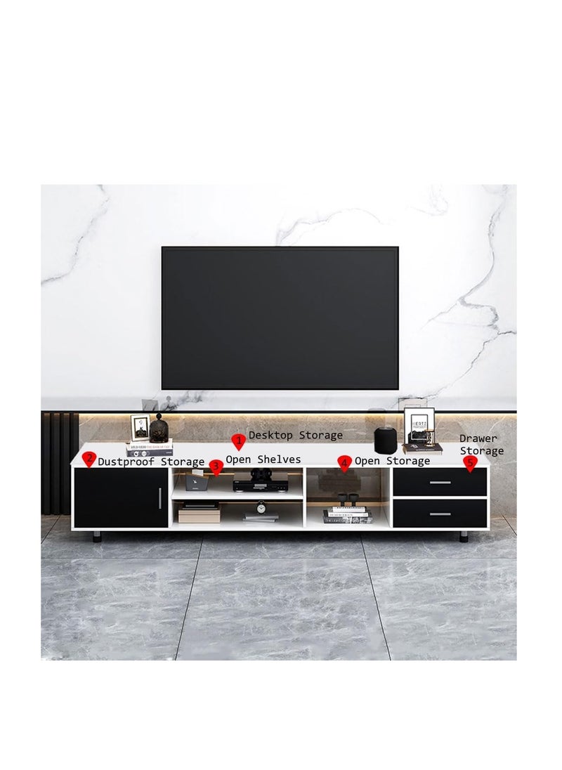 Generic Glass Desktop TV Cabinet 55 INCH Television Unit for Living Room Bedroom Modern TV Table Furniture for 43/55/60/65IN TVs Home Office Entertainment Stand Desk for Media Devices,Gaming Console,CD/DVDs（DSG015）  - Image 3